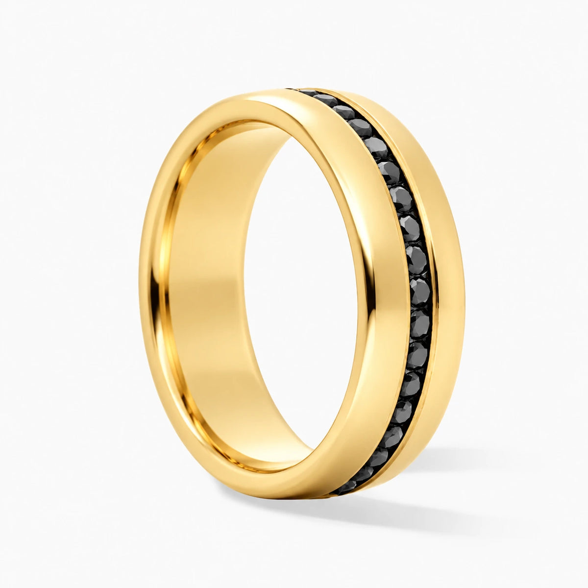 7mm Black Channel Pave 14k yellow gold