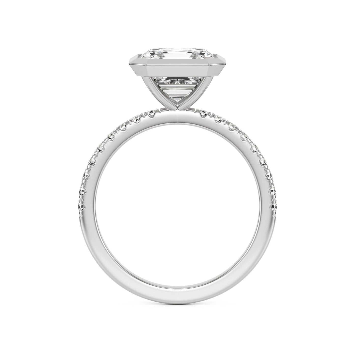 Asscher Diamond Bezel Pavé Platinum