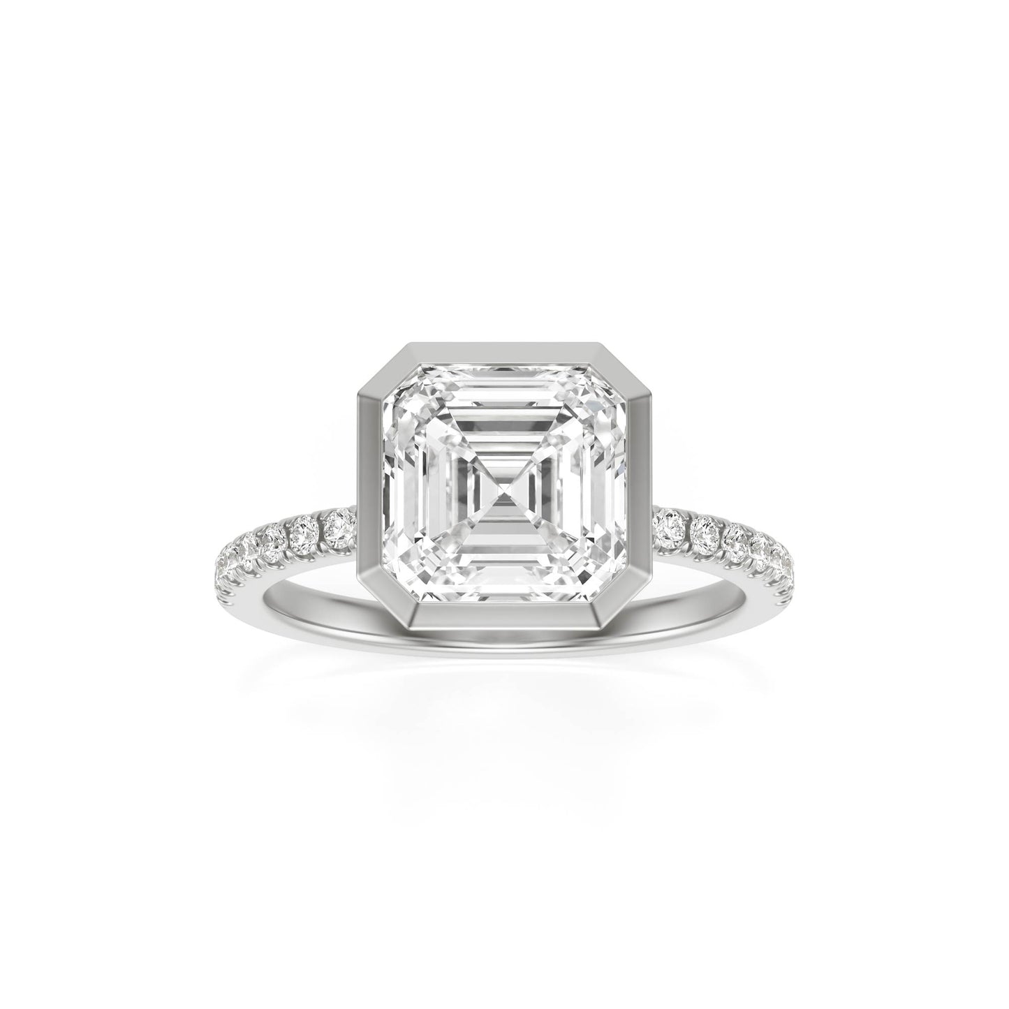 Asscher Diamond Bezel Pavé Platinum