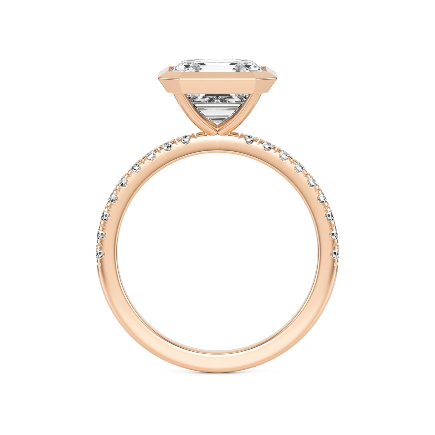 Asscher Diamond Bezel Pavé 14K Rose Gold