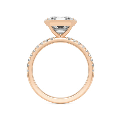 Asscher Diamond Bezel Pavé 14K Rose Gold