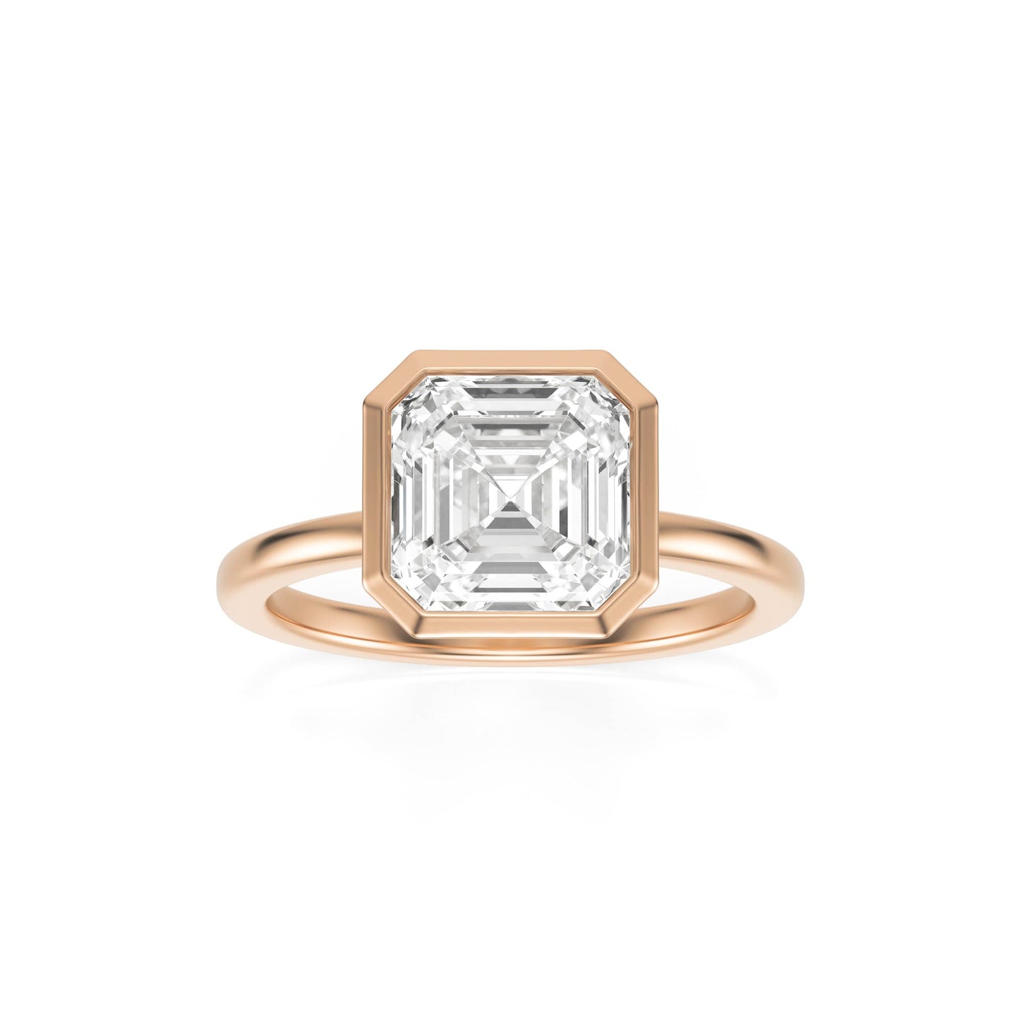 Asscher Diamond Bezel 14K Rose Gold