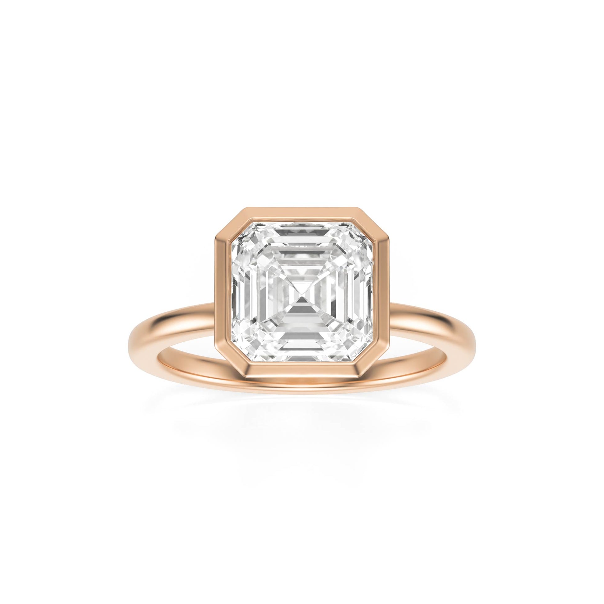 Asscher Diamond Bezel 14K Rose Gold