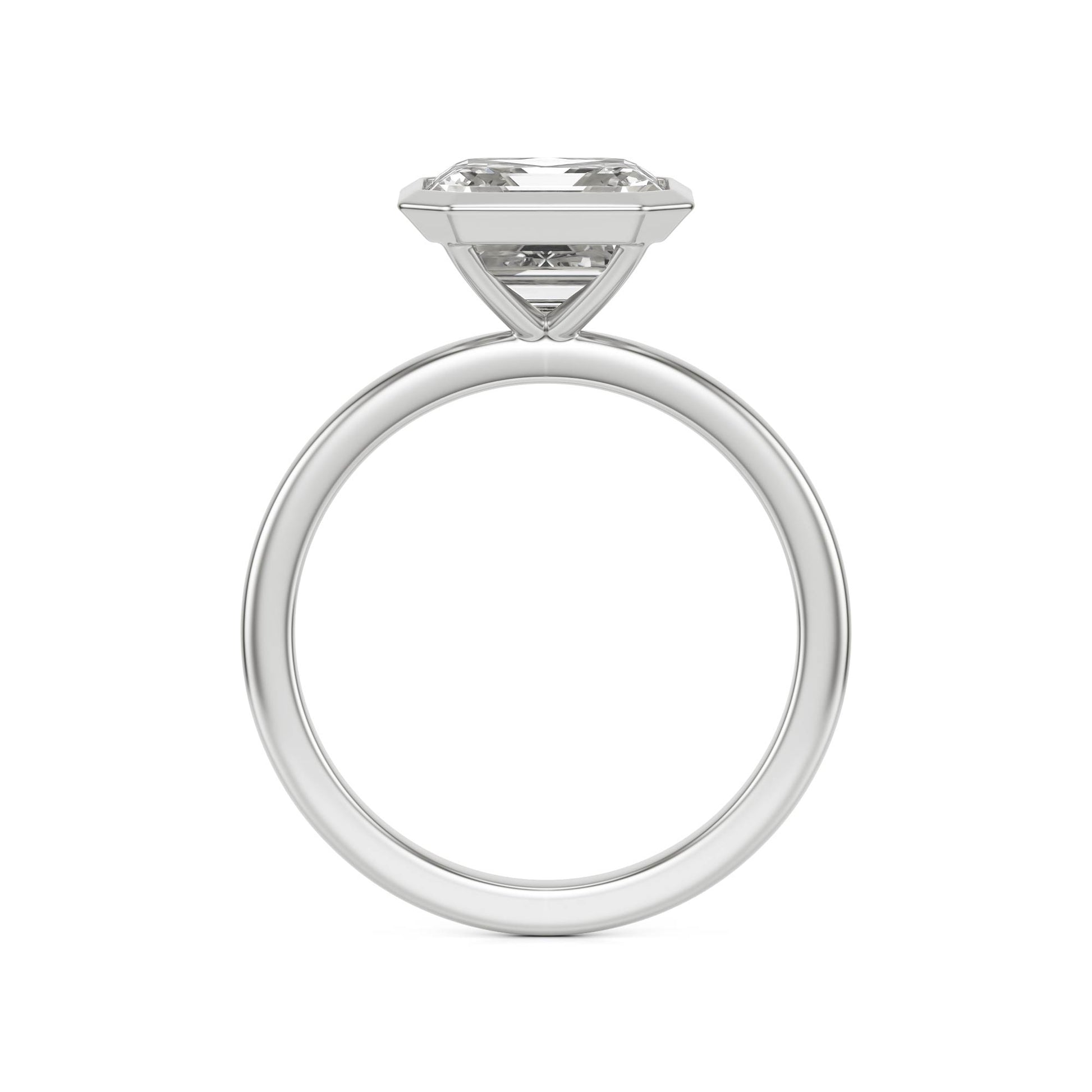 Asscher Diamond Bezel 14K White Gold