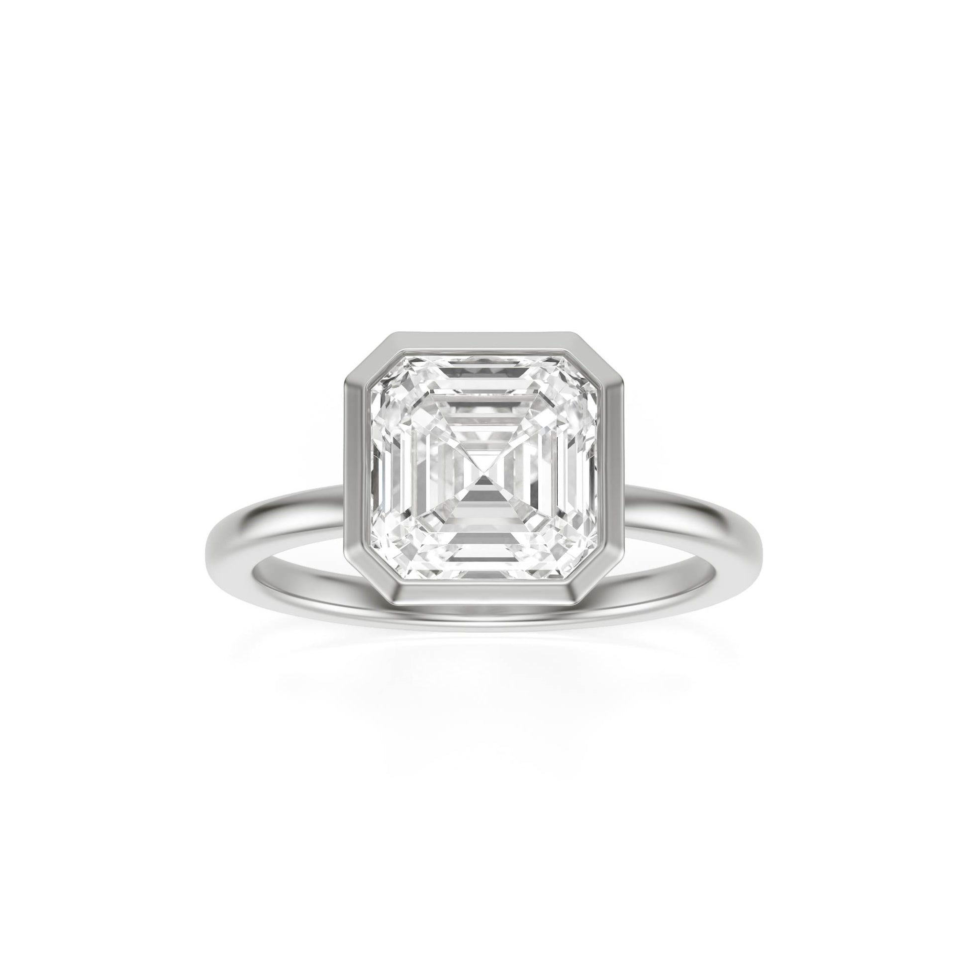 Asscher Diamond Bezel 14K White Gold