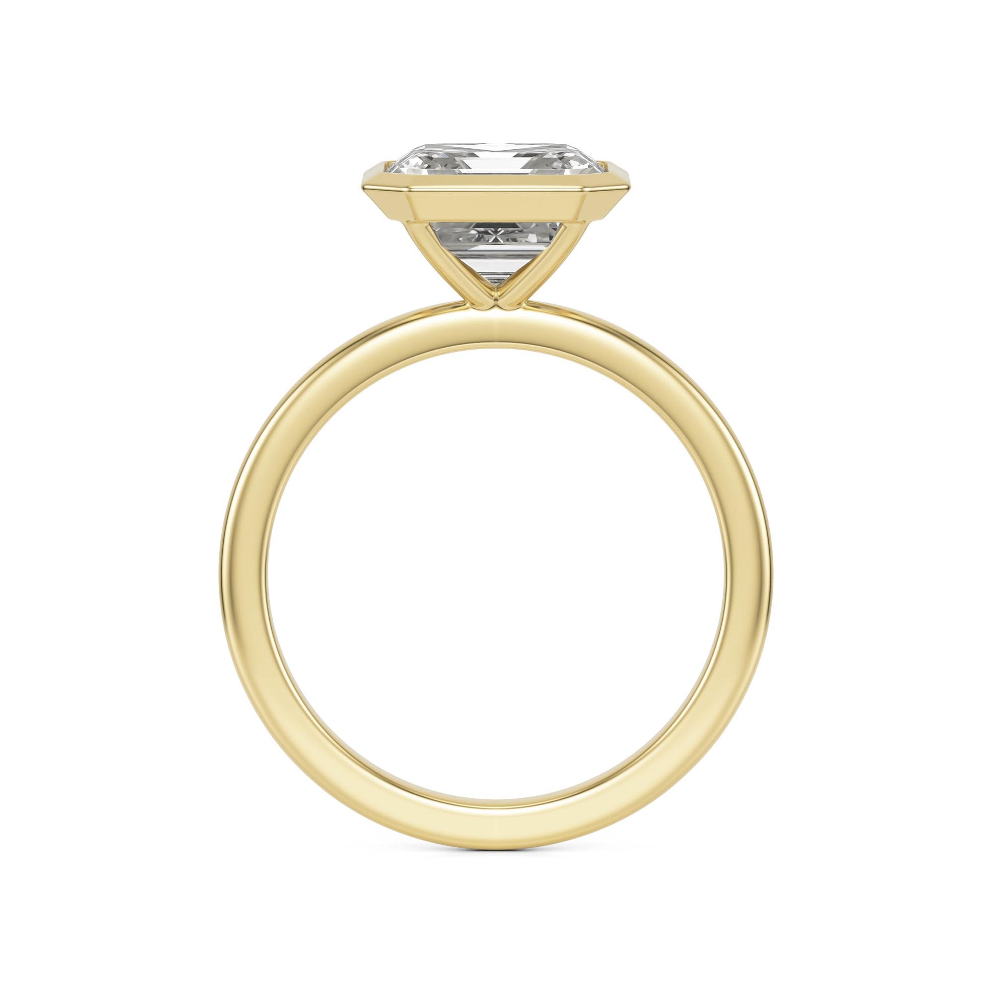 Asscher Diamond Bezel 14K Yellow Gold