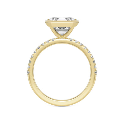 Asscher Diamond Bezel Pavé 14K Yellow Gold