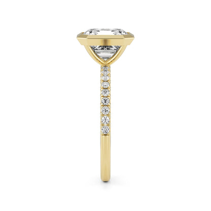 Asscher Diamond Bezel Pavé 14K Yellow Gold