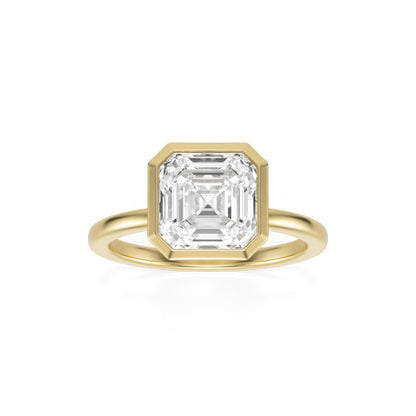 Asscher Diamond Bezel 14K Yellow Gold