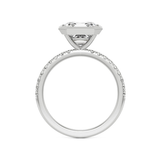 Asscher Moissanite Bezel 14K White Gold