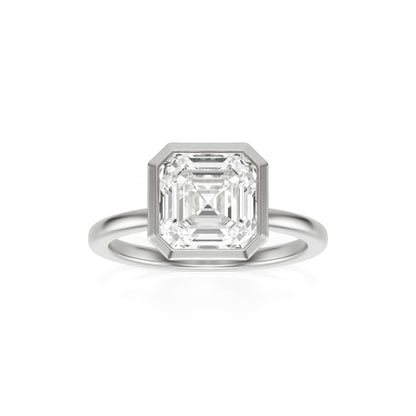 Asscher Moissanite Bezel 14K White Gold