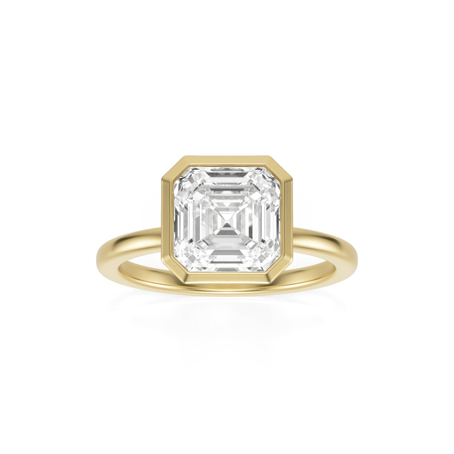 Asscher Moissanite Bezel 14K Yellow Gold