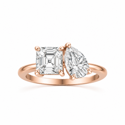 Asscher Pear Moissanite 14k rose gold