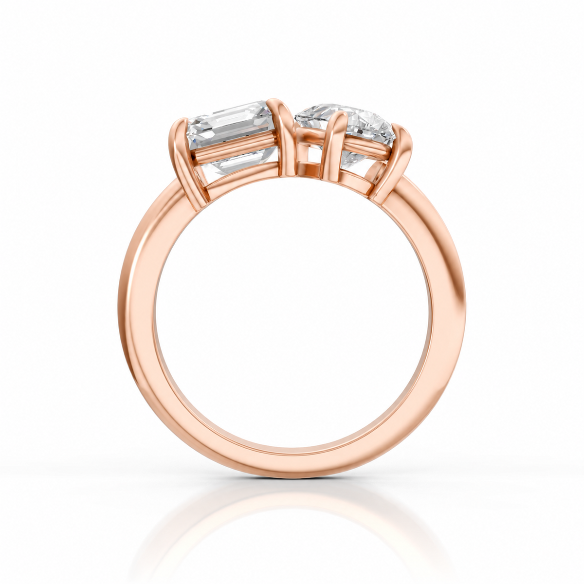 Asscher Pear Moissanite 14k rose gold