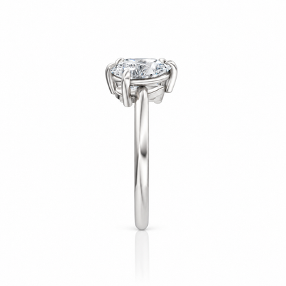 Asscher Pear Diamond Ring 14k white gold