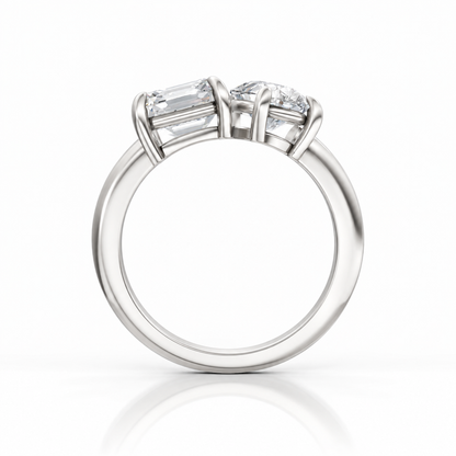 Asscher Pear Moissanite 14k white gold
