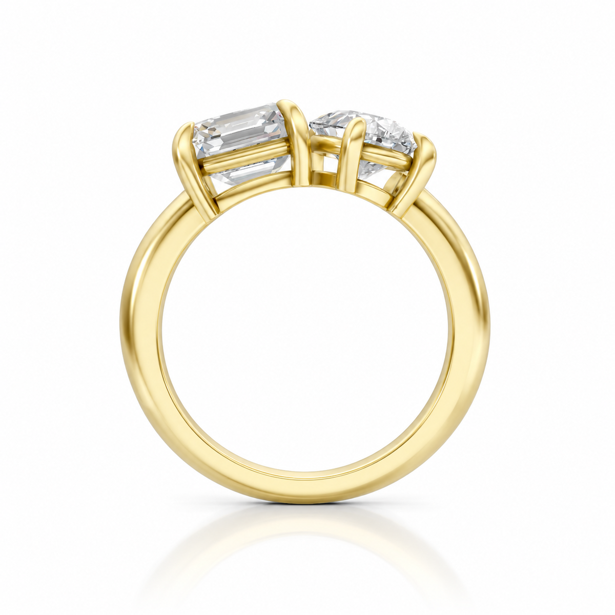 Asscher Pear Diamond Ring 14k yellow gold