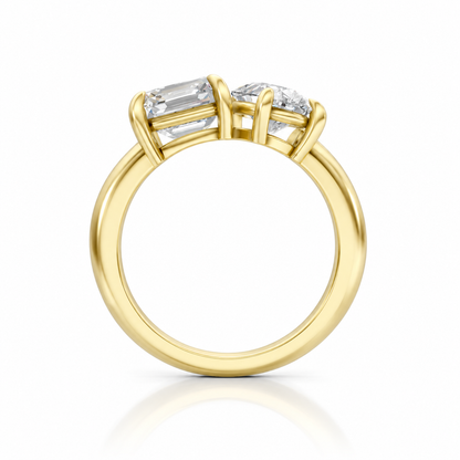 Asscher Pear Diamond Ring 14k yellow gold
