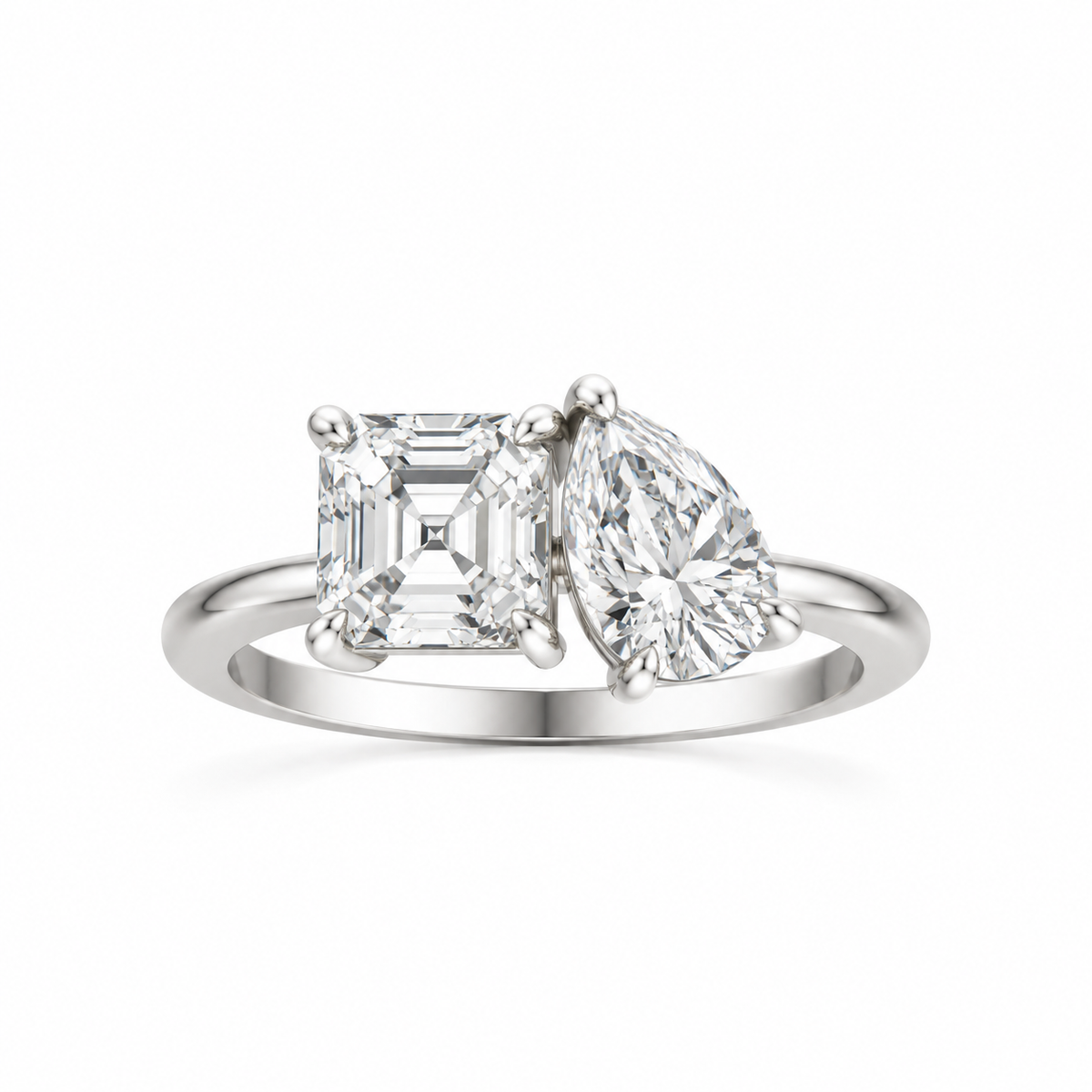 Asscher Pear Moissanite Platinum