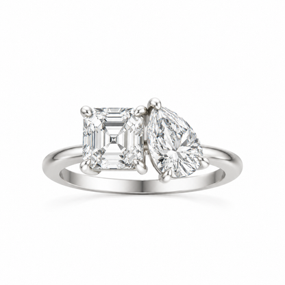 Asscher Pear Moissanite Platinum