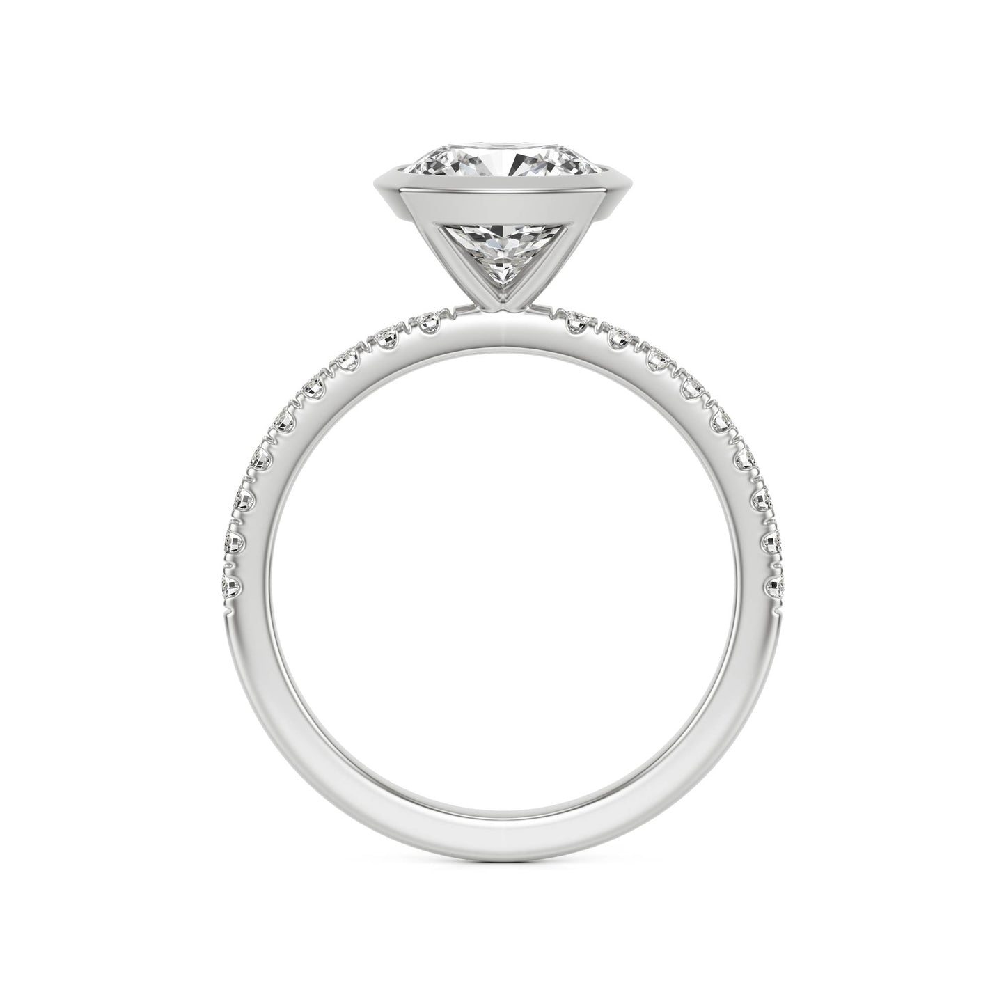 Cushion Diamond Bezel Pave Platinum