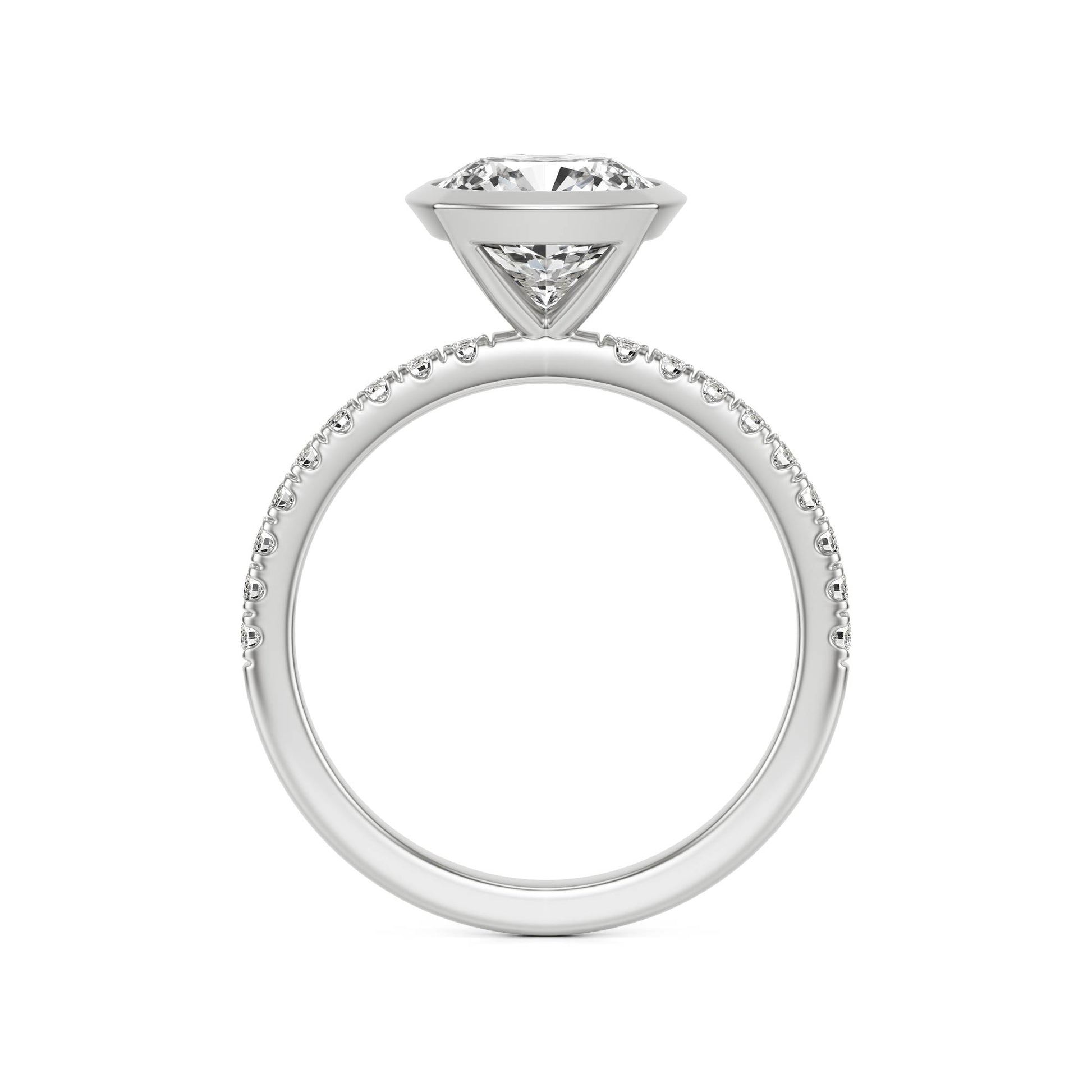 Cushion Diamond Bezel Pave Platinum