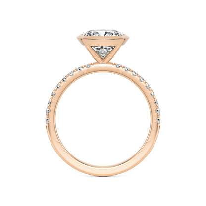 Cushion Diamond Bezel Pave 14K Rose Gold