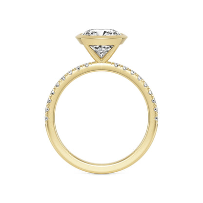 Cushion Diamond Bezel Pave 14K Yellow Gold