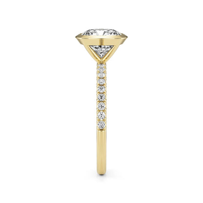 Cushion Diamond Bezel Pave 14K Yellow Gold