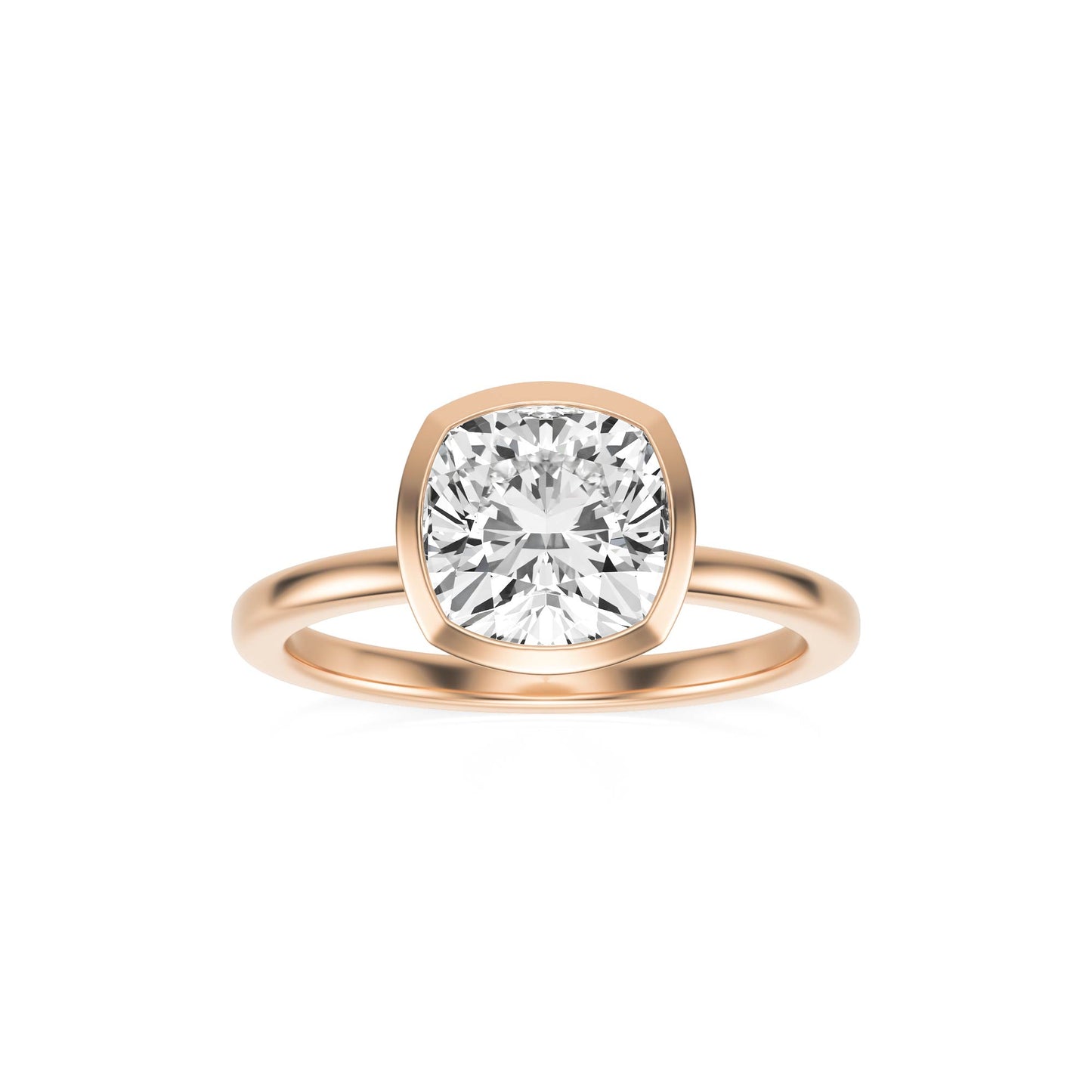 Cushion Diamond Bezel 14K Rose Gold