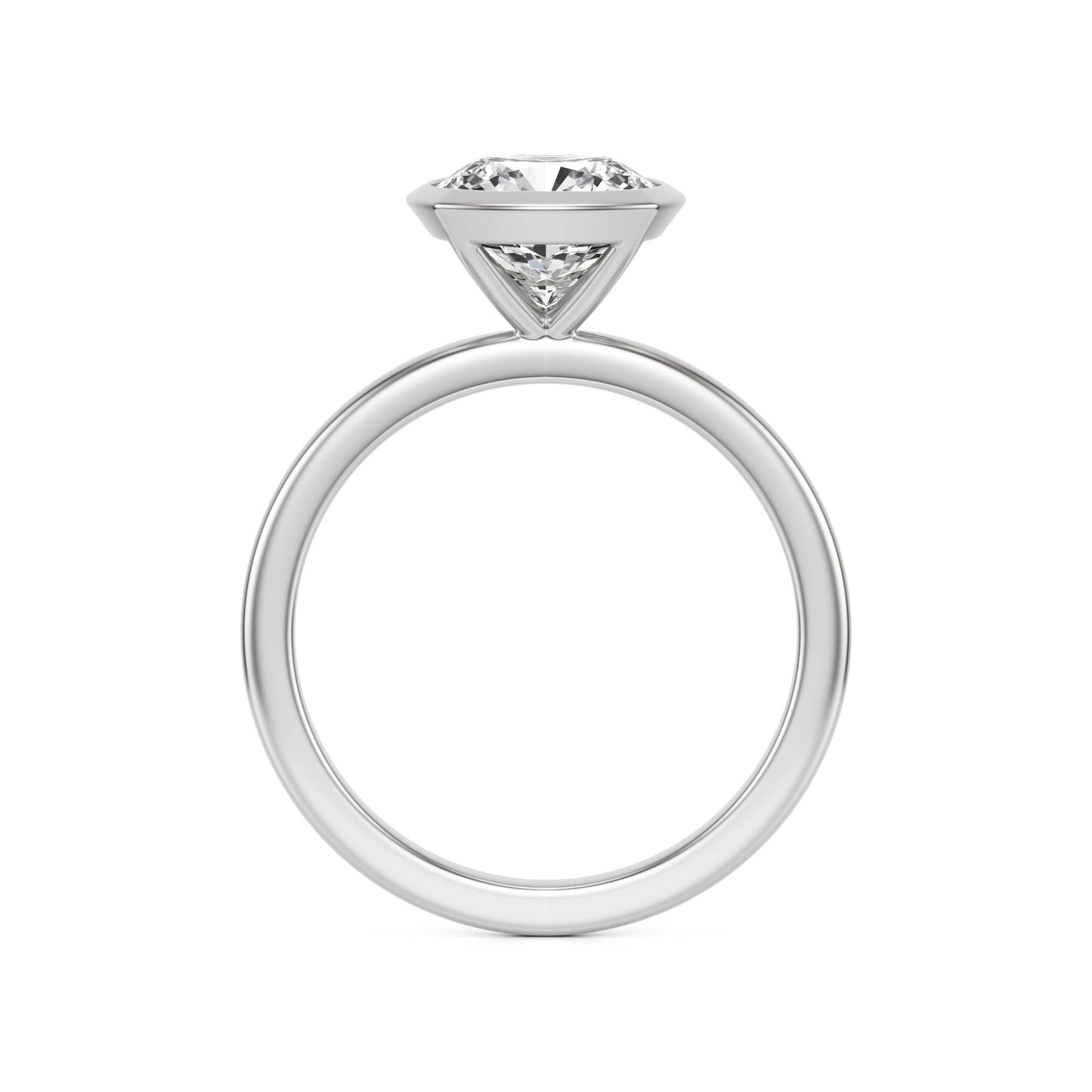 Cushion Diamond Bezel 14K White Gold