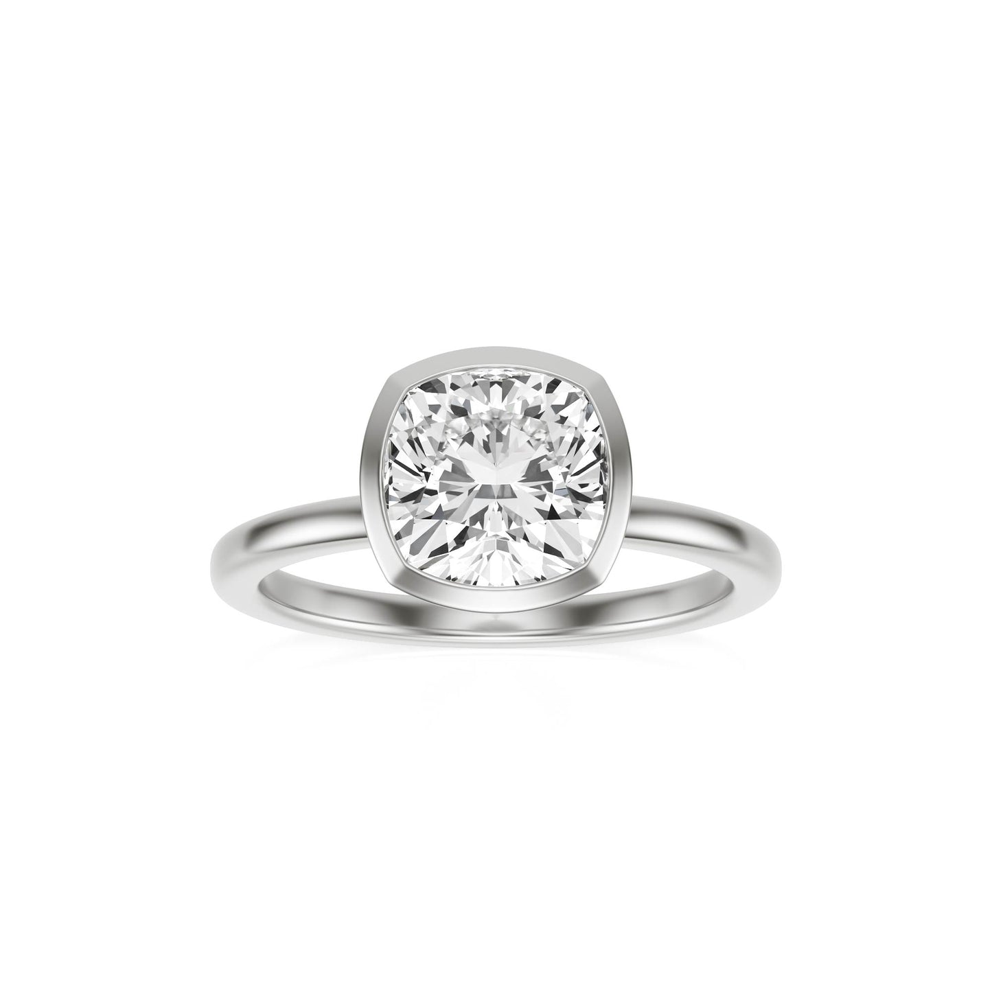 Cushion Diamond Bezel 14K White Gold