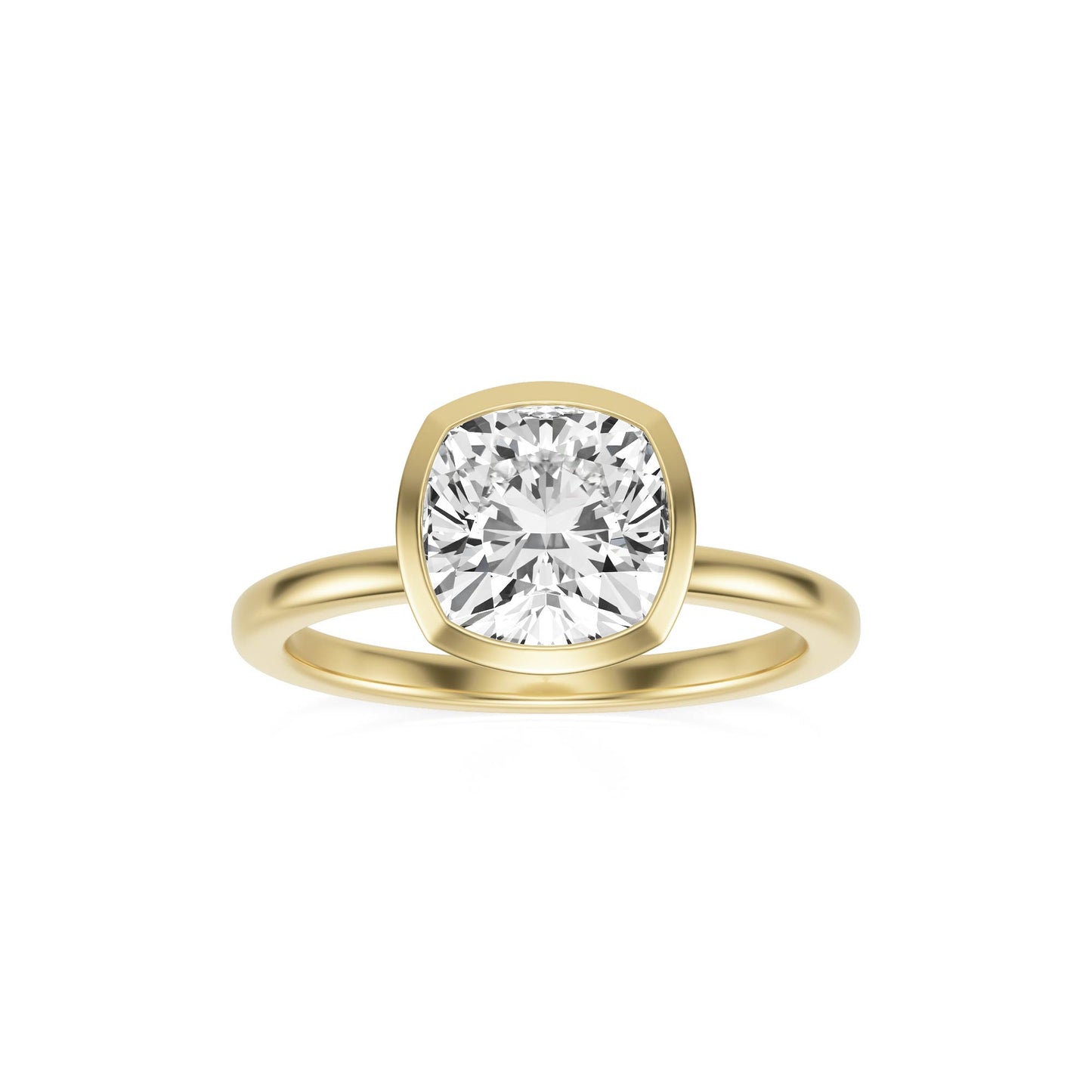 Cushion Diamond Bezel 14K Yellow Gold