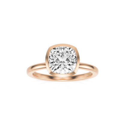 Cushion Bezel Moissanite 14K Rose Gold