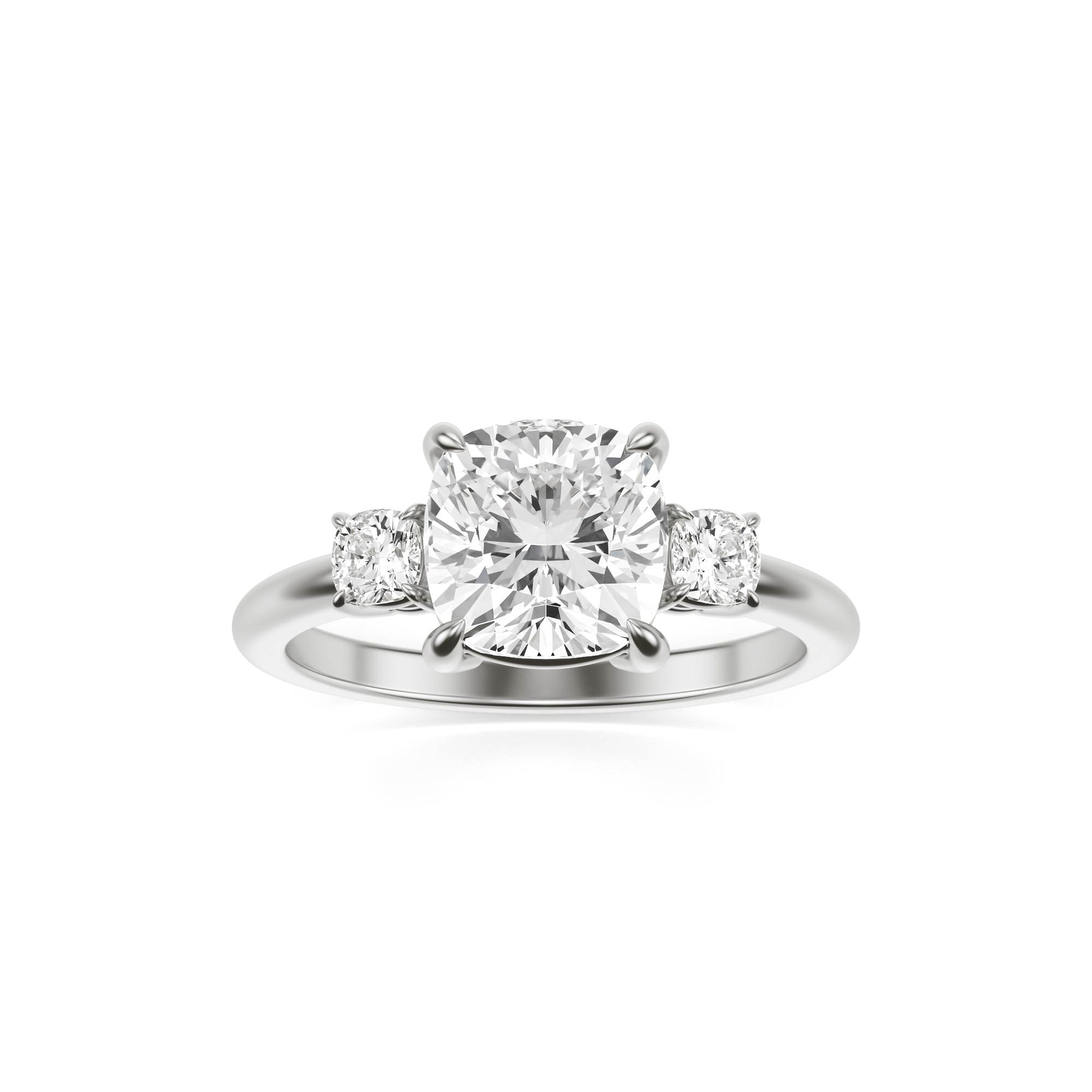 Moissanite Cushion Trio Platinum