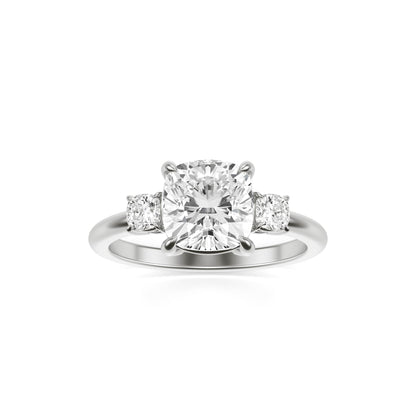 Moissanite Cushion Trio Platinum