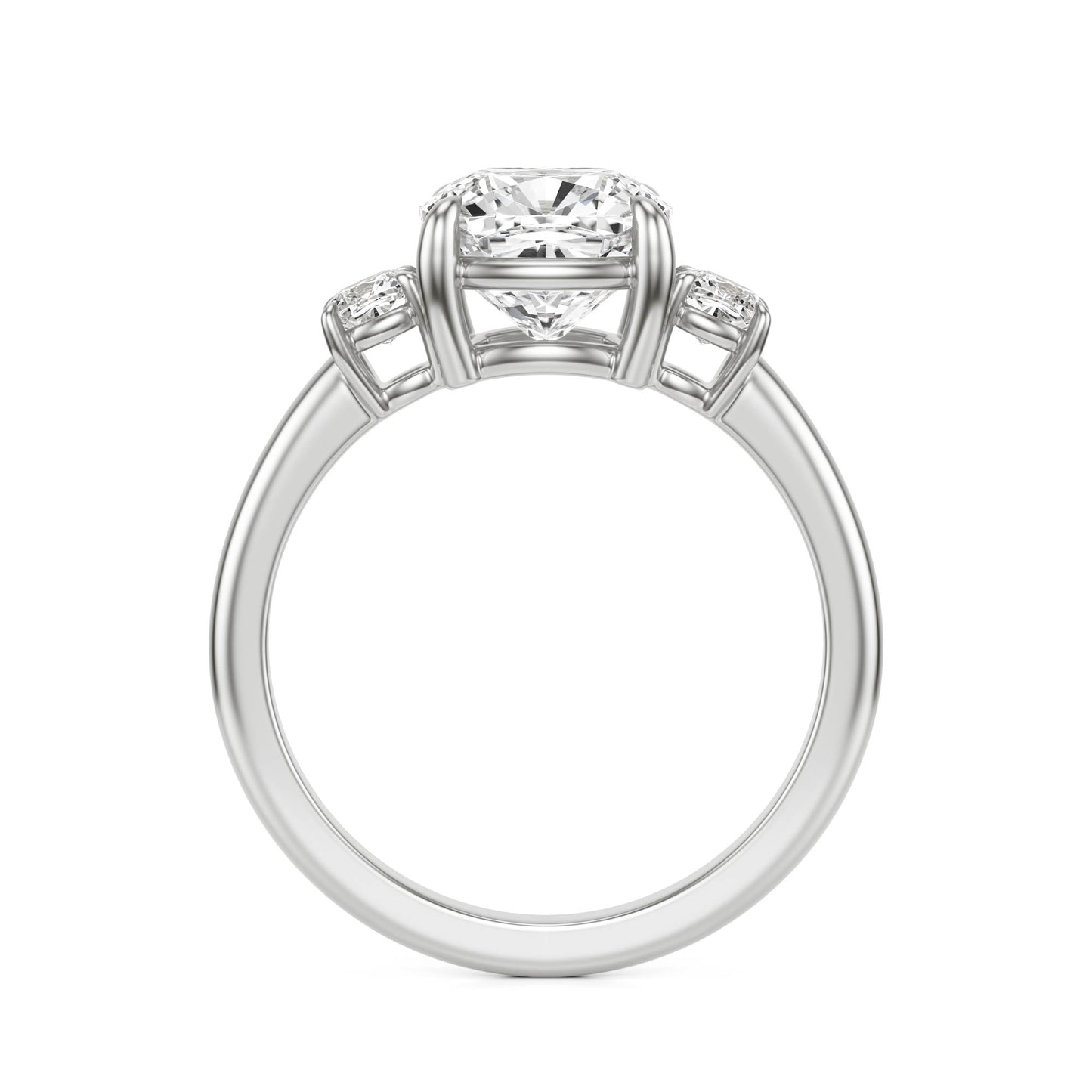 Moissanite Cushion Trio 14K White Gold