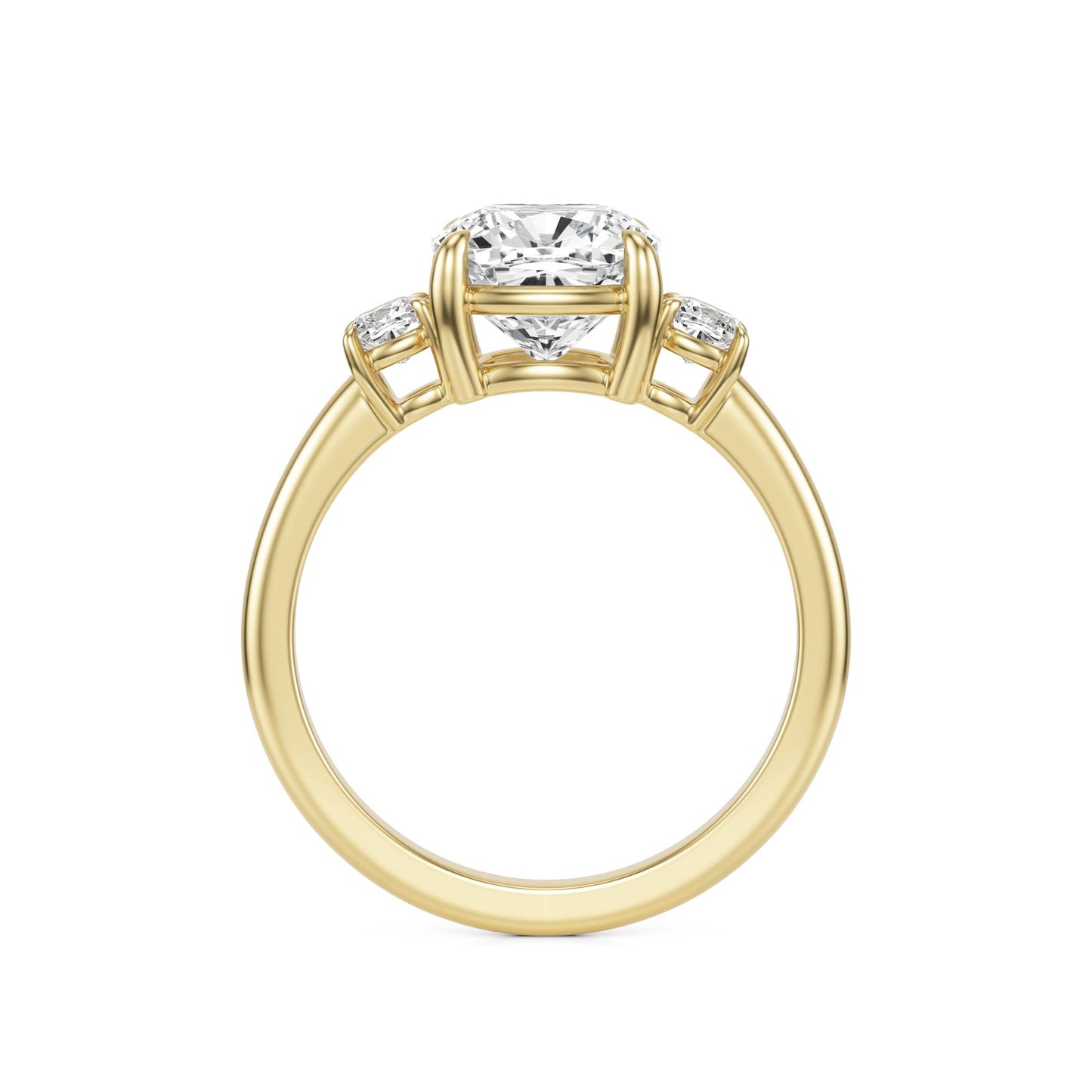 Moissanite Cushion Trio 14K Yellow Gold