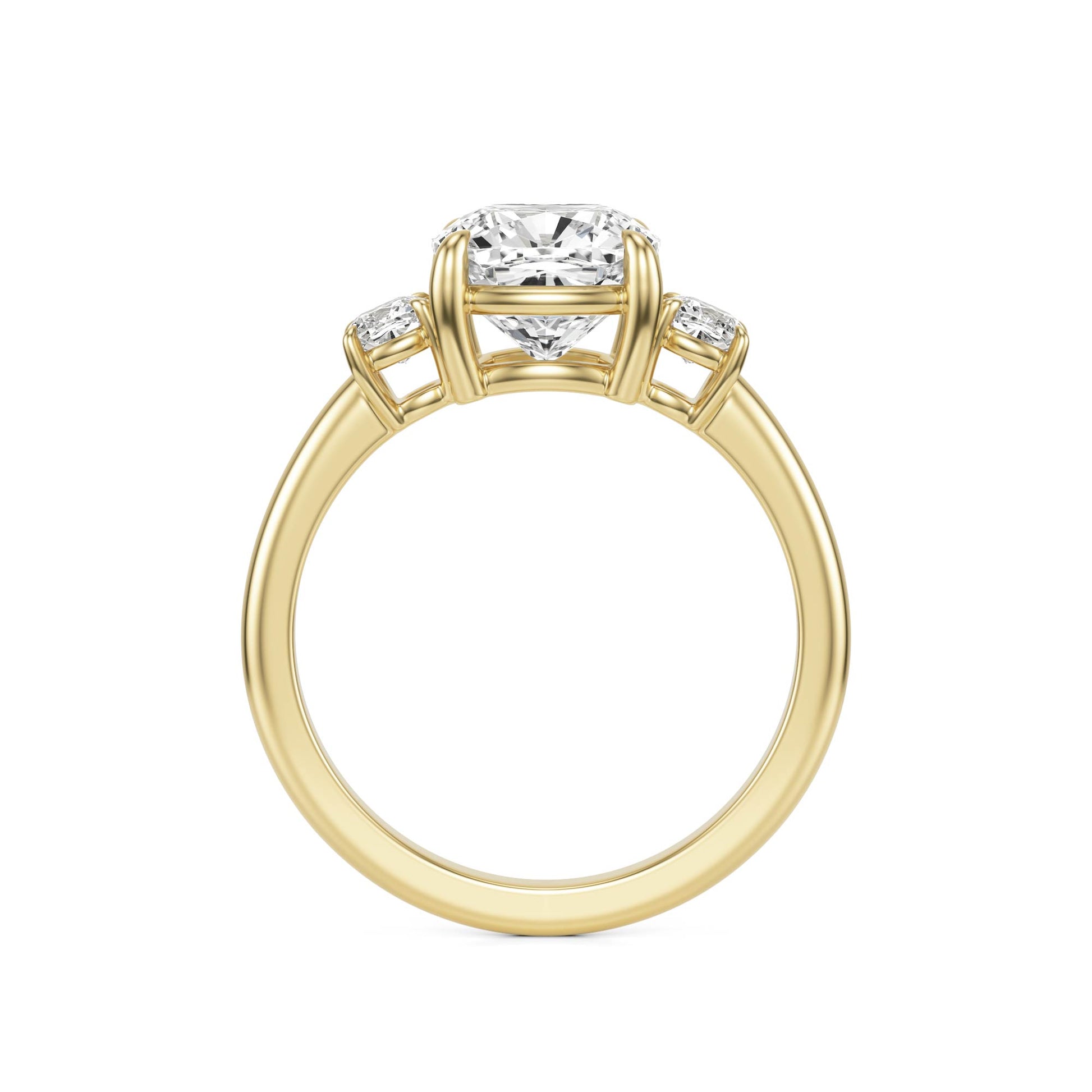 Moissanite Cushion Trio 14K Yellow Gold