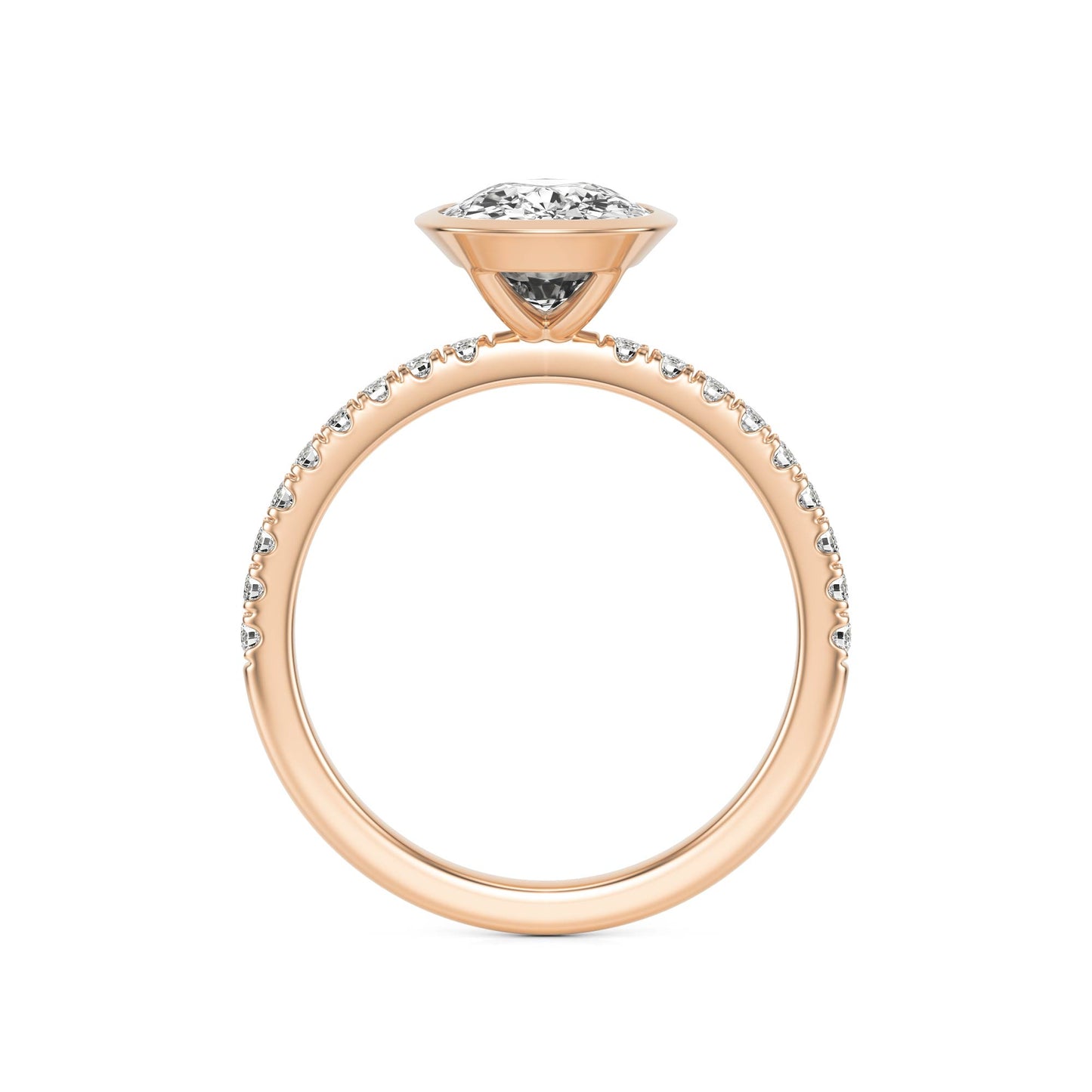 Elongated Cushion Bezel Diamond Pavé 14K Rose Gold