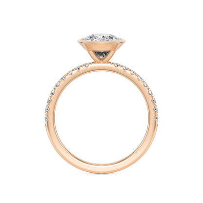 Elongated Cushion Bezel Diamond Pavé 14K Rose Gold