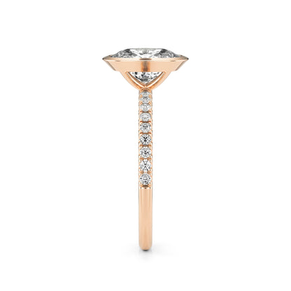 Elongated Cushion Bezel Diamond Pavé 14K Rose Gold