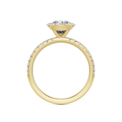 Elongated Cushion Bezel Diamond Pavé 14K Yellow Gold