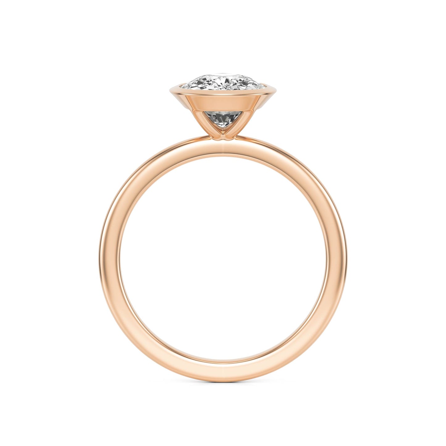 Elongated Cushion Diamond Bezel 14K Rose Gold