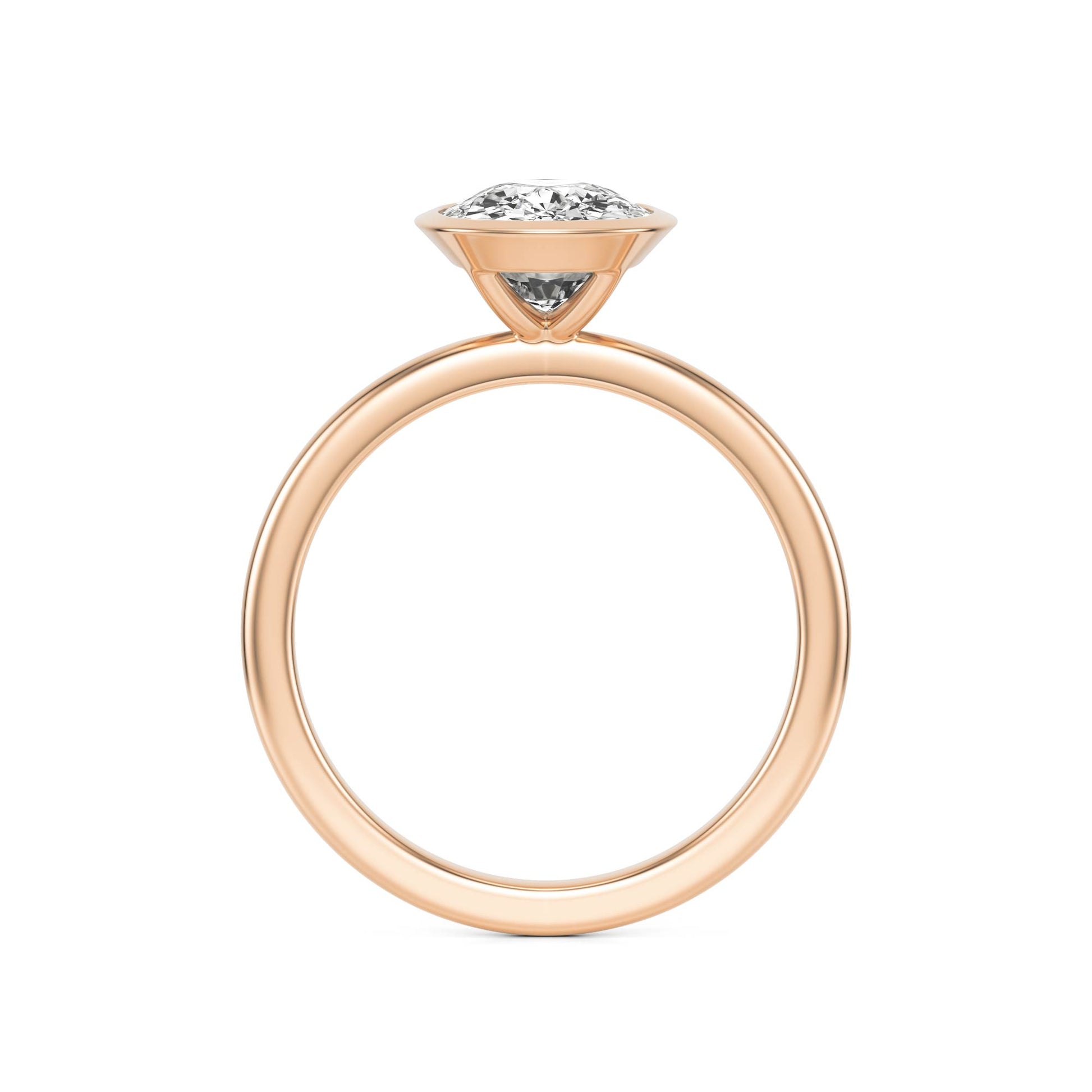 Elongated Cushion Diamond Bezel 14K Rose Gold