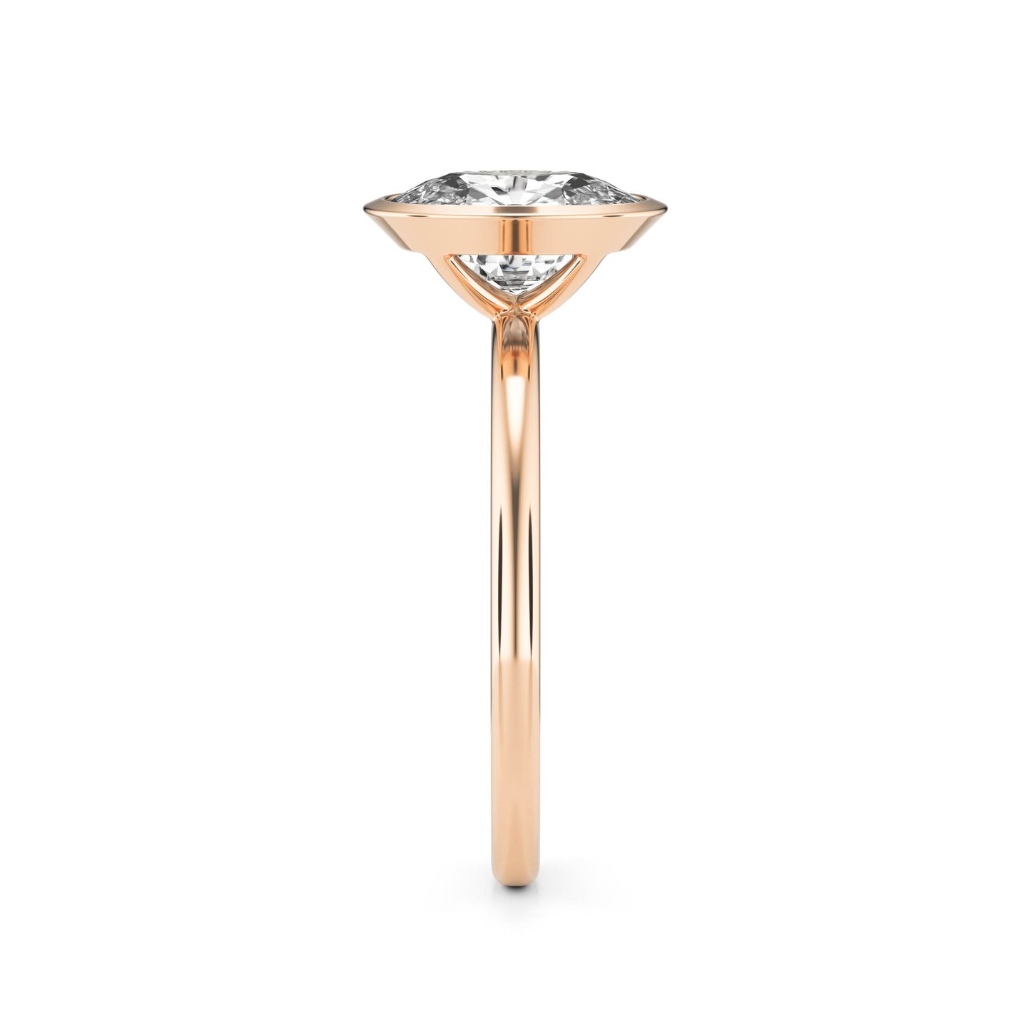 Elongated Cushion Diamond Bezel 14K Rose Gold