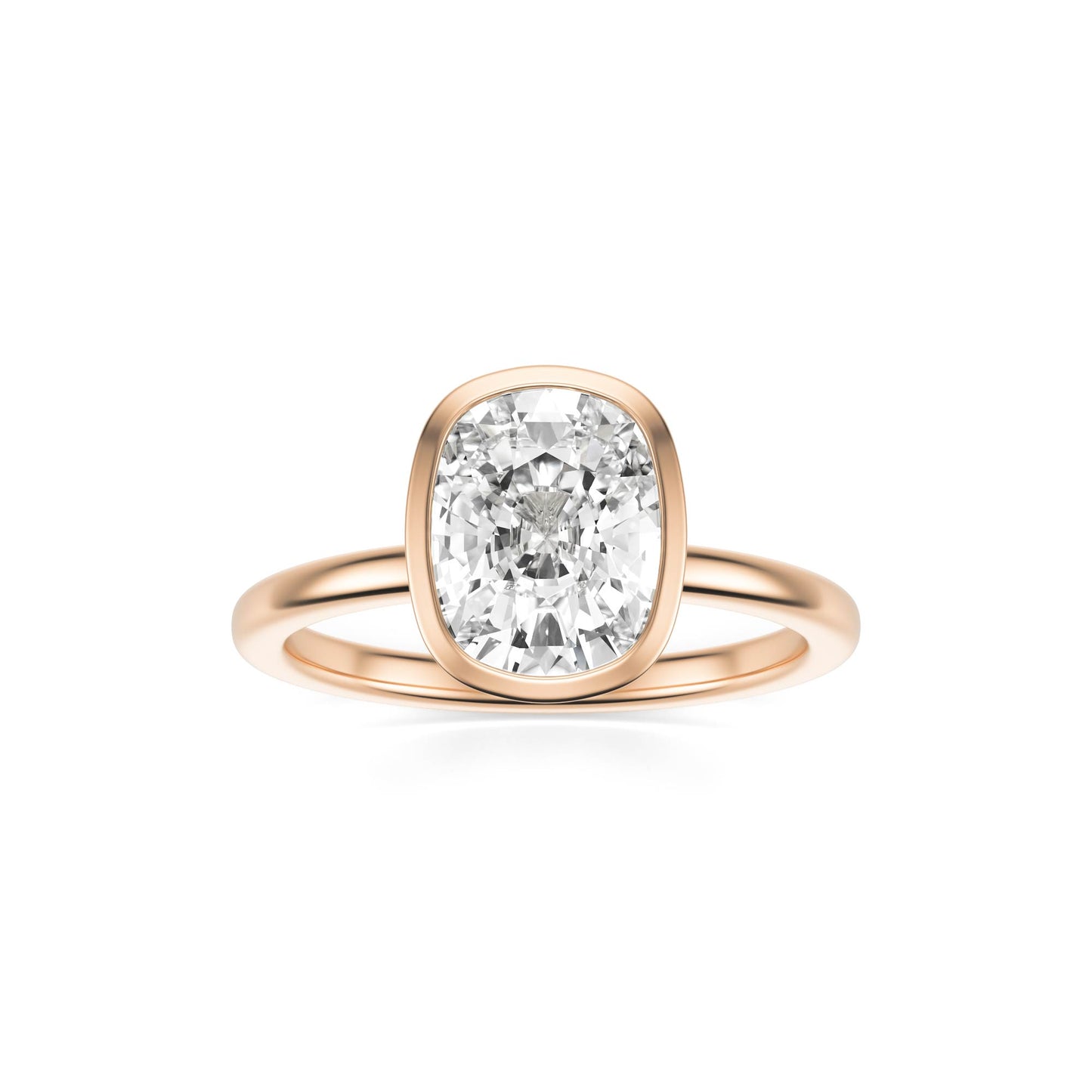 Elongated Cushion Diamond Bezel 14K Rose Gold