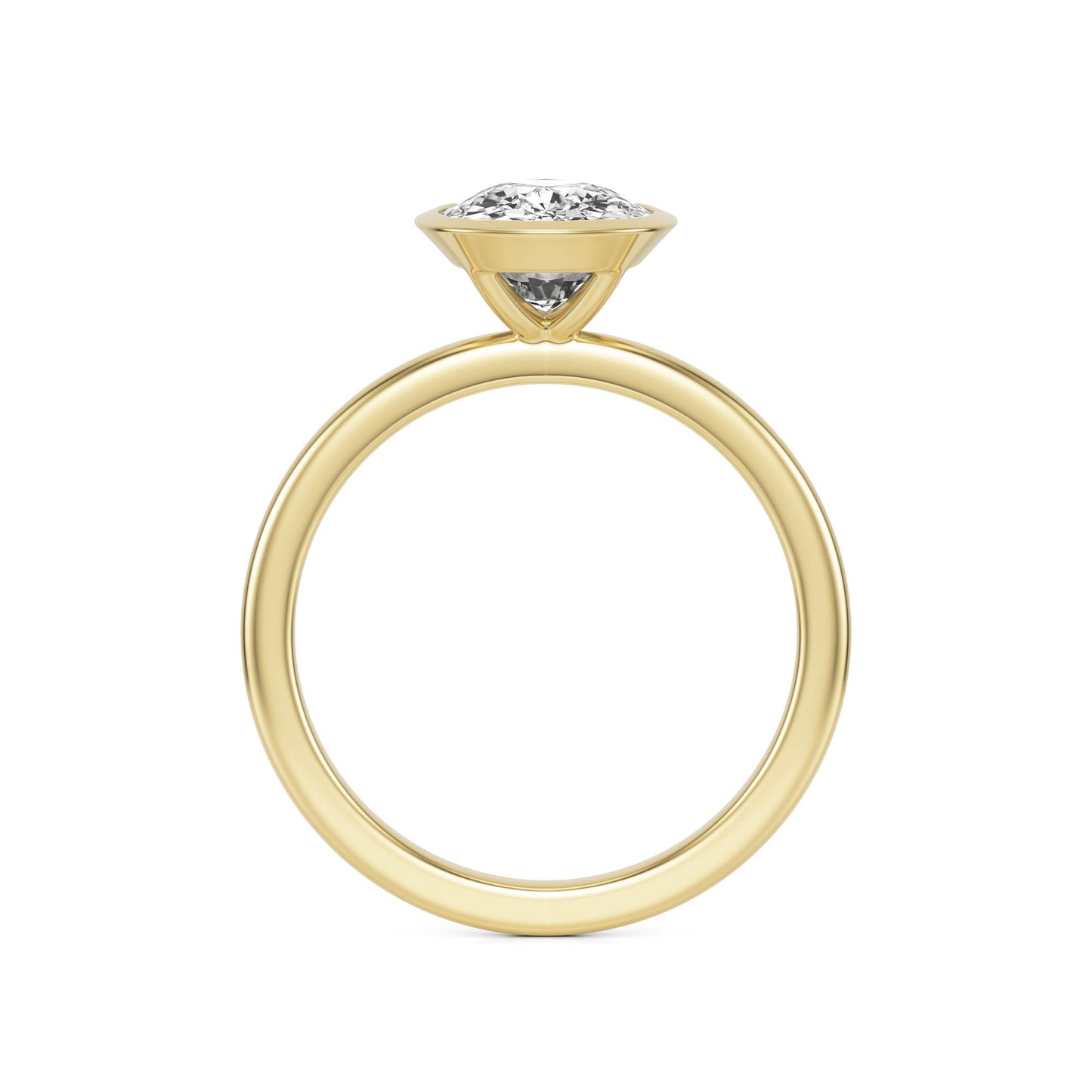 Elongated Cushion Diamond Bezel 14K Yellow Gold