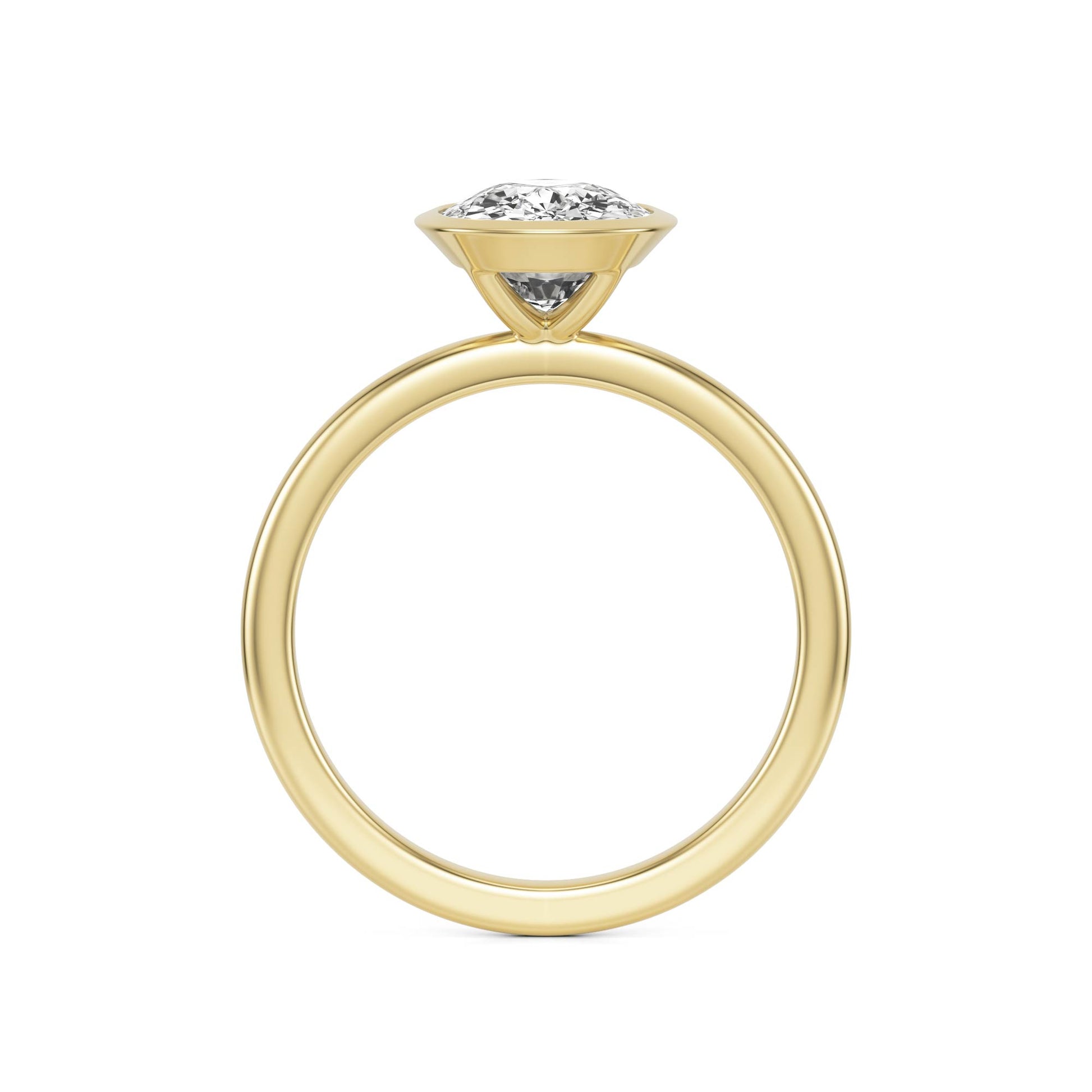 Elongated Cushion Diamond Bezel 14K Yellow Gold