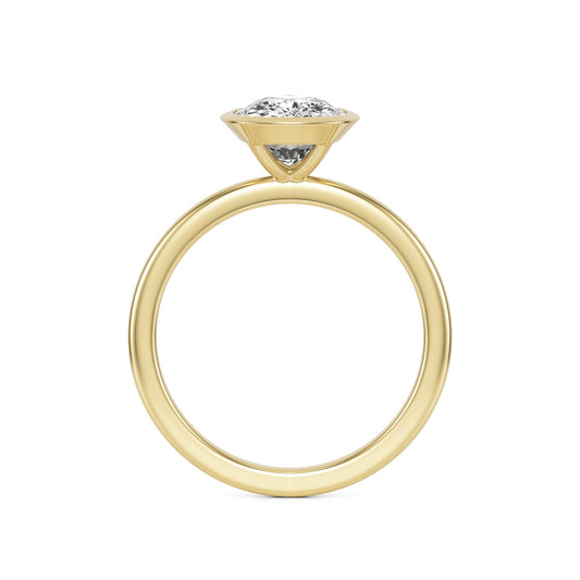 Elongated Cushion Diamond Bezel 14K Yellow Gold